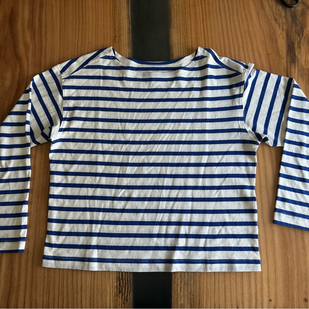 Everlane the Mariner Tee White & Blue Striped Long-Sleeve Top - NWOT